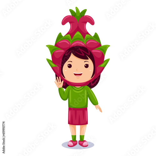 girl kids dragon fruit character