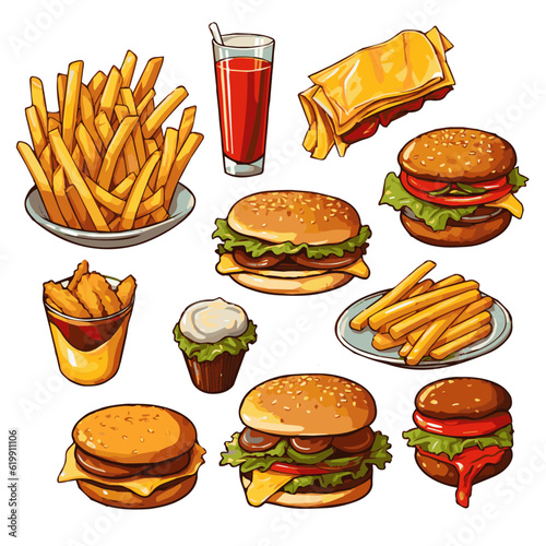 fastfood vector illustrations cartoon hamburger drink simple