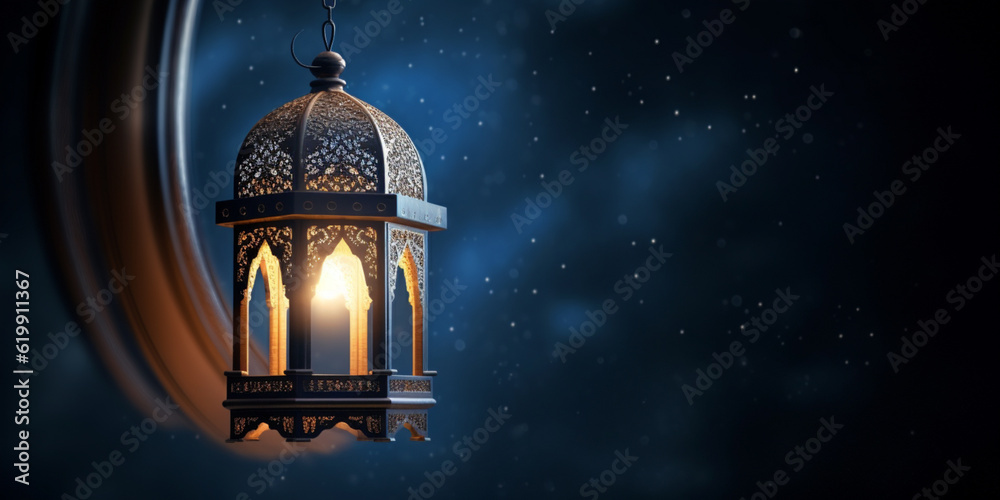 Lantern with night light background for the muslim feast of the holy month of ramadan kareem Lantern with night light background for the muslim feast of the holy month of ramadan kareem