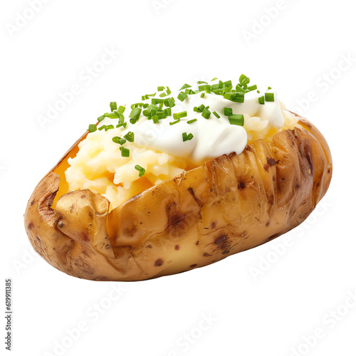 Baked potato isolated - Generative AI