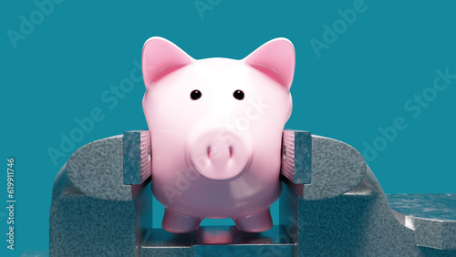  Concepts of Banking piggy bank in a vise
