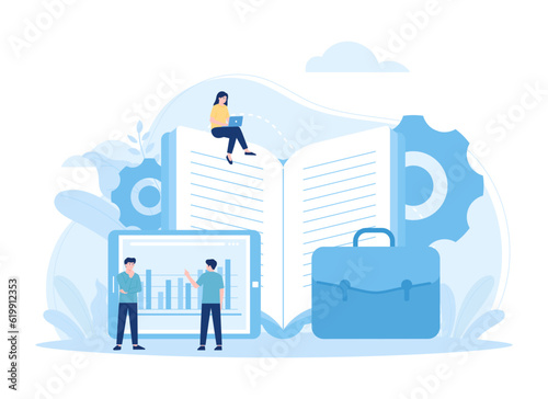 Collaborate to improve data analysis trending concept flat illustration