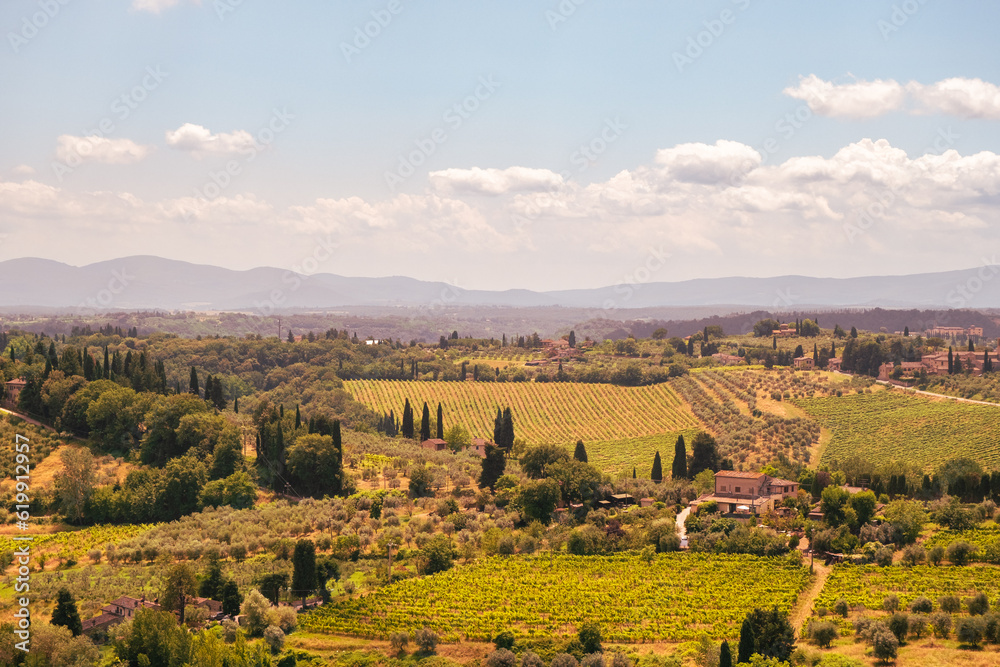 Countryside tuscany landscape near San Gimignano. Italy.