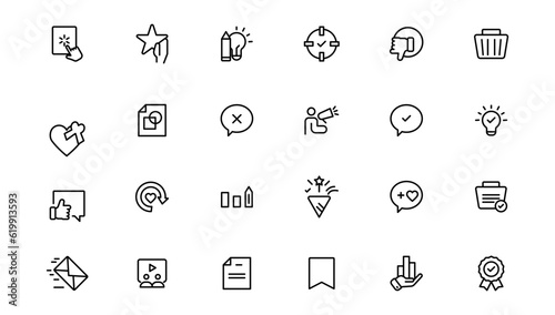 Digital marketing icons set. Content, search, marketing, ecommerce, seo, electronic devices, internet, analysis.Outline icon.Outline icon.