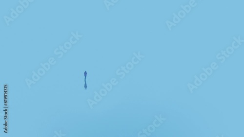 Person Walks In Blue Landscape, Depression, Loneliness Concept
