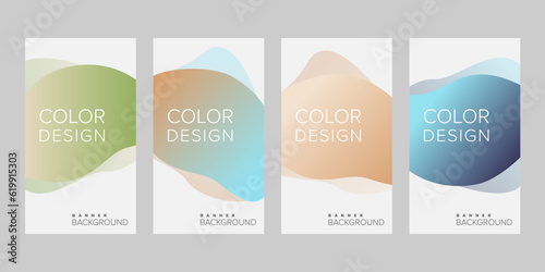 Abstract background banner gradient line color design vector, vertical banner set