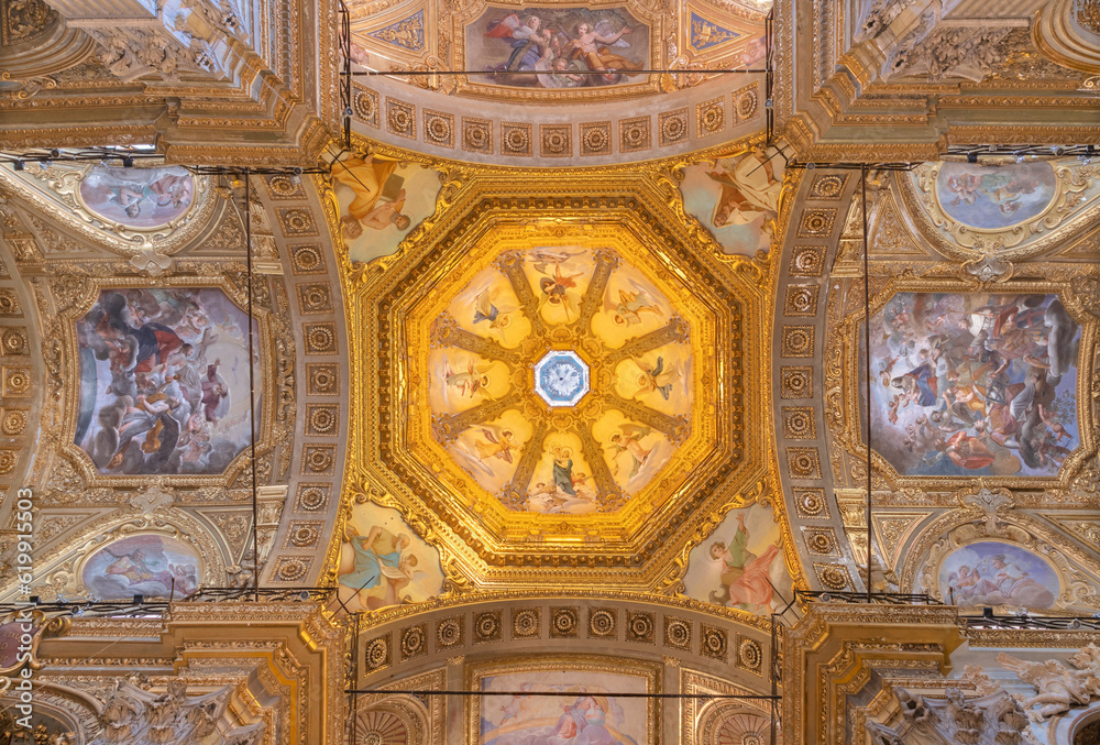 GENOVA, ITALY - MARCH 5, 2023: The cupola of the church Basilica di Santa Maria delle Vigne by Giuseppe Paganelli and Santo Tagliafichi from 18. cent.