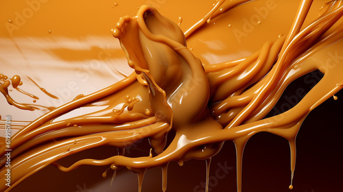 Silky Smooth Flowing Caramel Delight: A Tasty Journey. Generative AI 