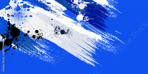 Abstract White and dark blue Grunge Background with Halftone Style. Brush Strokes Illustration for Banners, Posters or Sportswear. Scratches and Textures Elements For Design