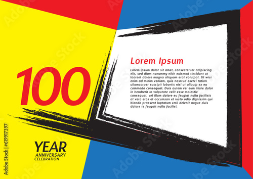 100 year anniversary celebration on modern background for poster, banner, leaflet, flyer, brochure, web, invitations or greeting card, 100 number design, 100th Birthday invitation, anniversary logo