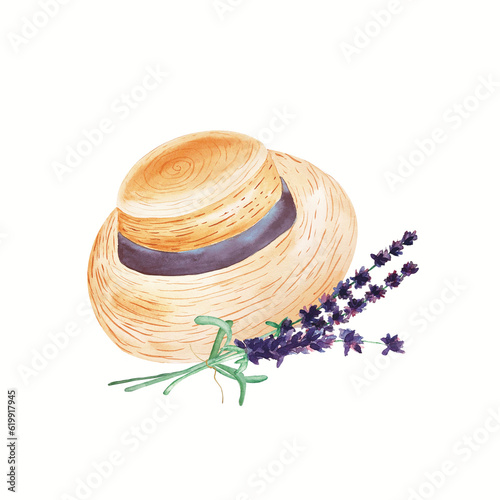 hat with lavender watercolor 