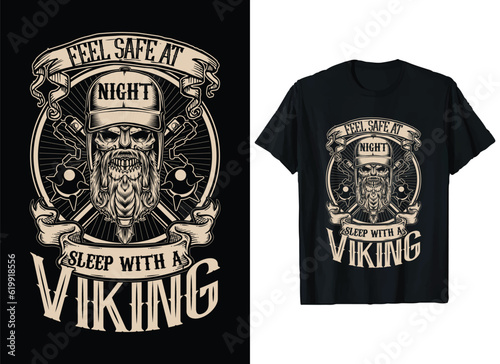 Viking T-Shirt Design, Custom Vikings t-shirt vector skull Graphic shirts.