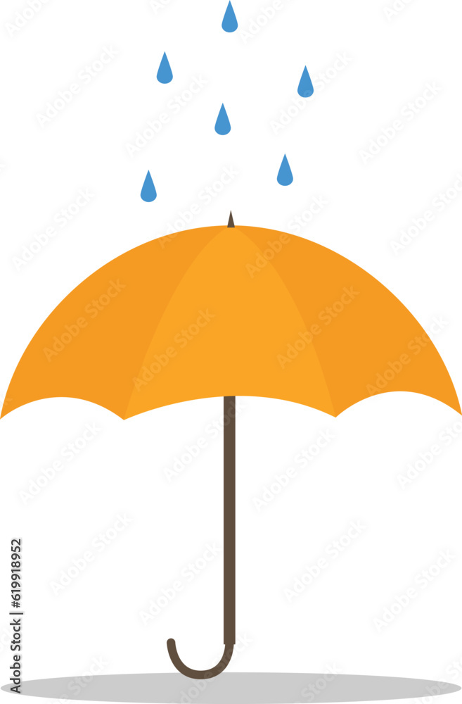Umbrella, rain dripping on the umbrella. Vector illustration
