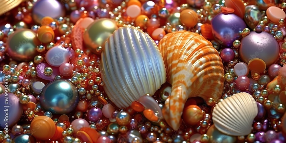 AI Generated. AI Generative. Under water sea ocean seashell jewels. Underwater diving marine nautical background pattern decoration. Graphic Art AI Generated. AI Generative. Under water sea ocean seashell jewels. Underwater diving marine nautical background pattern decoration. Graphic Art
