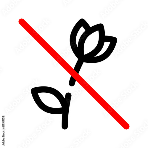 No picking flowers outline icon. Vector graphics