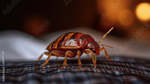 Bedbug_Close_up_of_Cimex_hemipterus_-_bed_bug_on_bed_b. IMAGE AI © Chiara