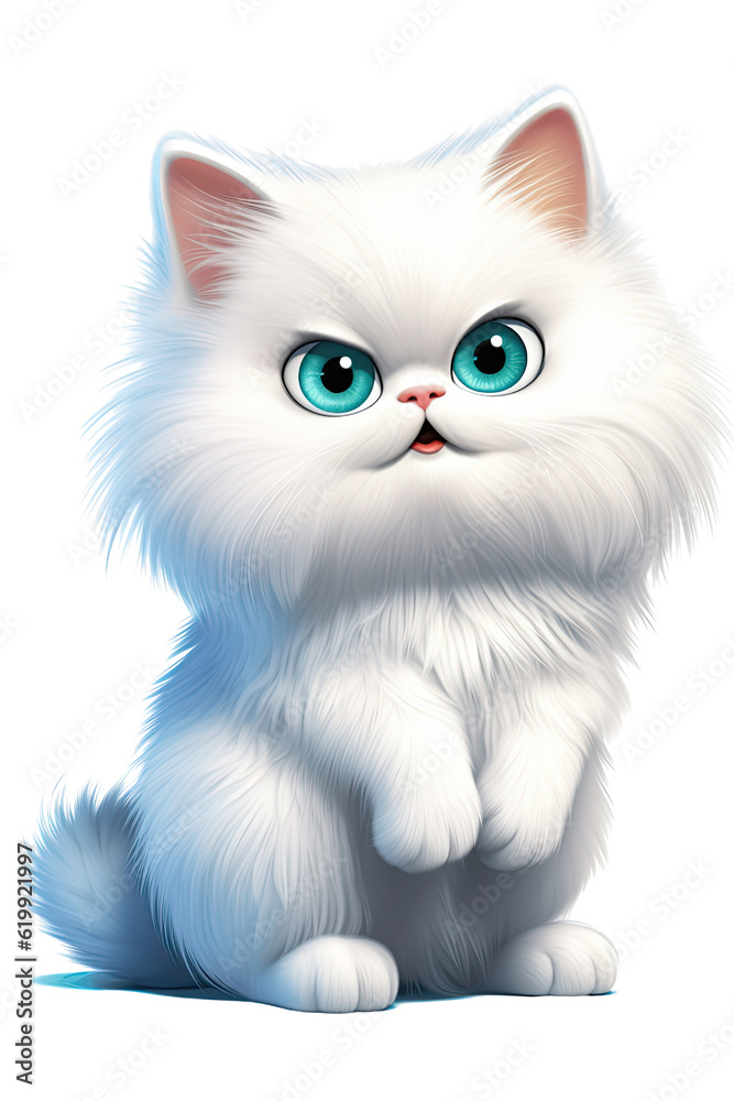 Cute Persian cat on transparent background