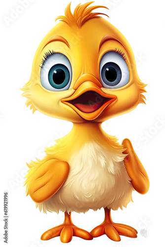 Happy baby duck on transparent background