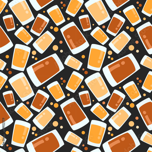 drinking glass with beverage and dots seamless pattern background. vector abstract.