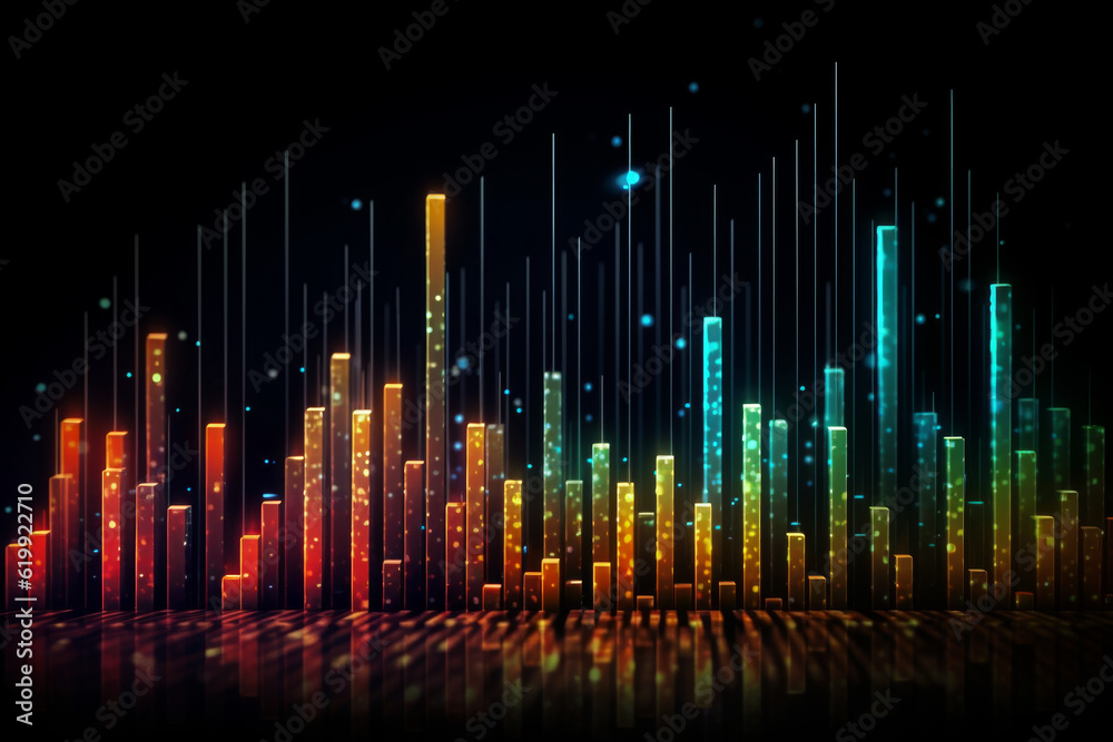 design of digital graphs and statistical data for the market. The graphs in the photo visually interpret the statistical data and are designed for trend analysis in the market