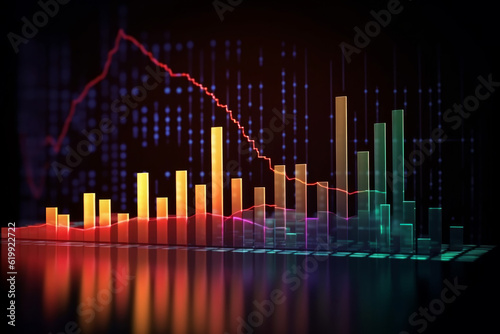 design of digital graphs and statistical data for the market. The graphs in the photo visually interpret the statistical data and are designed for trend analysis in the market