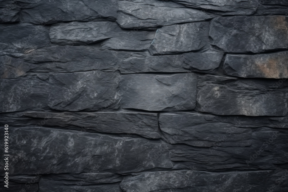 black stone wall that can be used as a background. Its relief and texture create a sense of strength and reliability