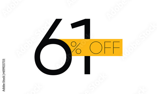 creative 61% sale off vector, typography 61% off sale, 61% off discount sale
