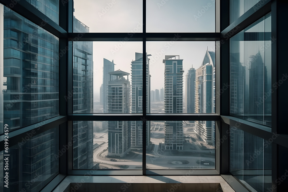 view of urban buildings from apartment window ,generative ai view of urban buildings from apartment window ,generative ai