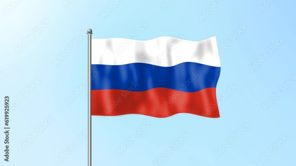 russia flag waving on beautiful clean blue sky footage background. 4k russia flag waving on beautiful clean blue sky footage background. 4k