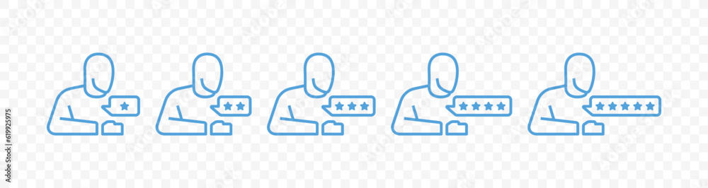 Client leaves a service rating from one to five stars icon set. Customer review satisfaction feedback survey vector design Client leaves a service rating from one to five stars icon set. Customer review satisfaction feedback survey vector design