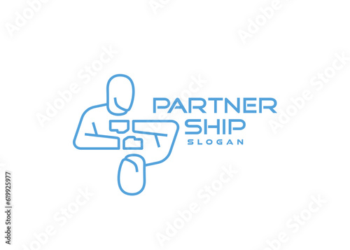 Businessmen handshake for teamwork logo design. Successful negotiations of two businessmen shaking hands graphic design