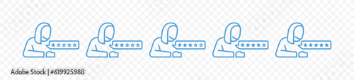 Client leaves a service rating from one to five stars icon set. Customer review satisfaction feedback survey vector design