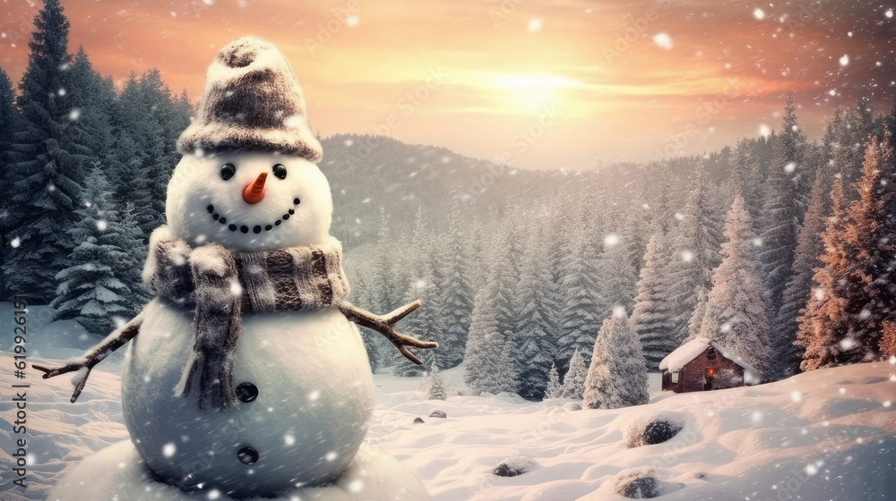 Obraz premium cute snowman.