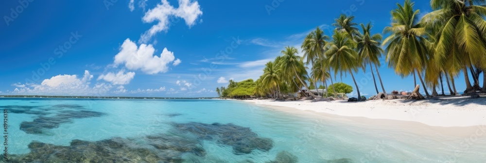 Obraz premium Tropical paradise beach sand clear waters and palms