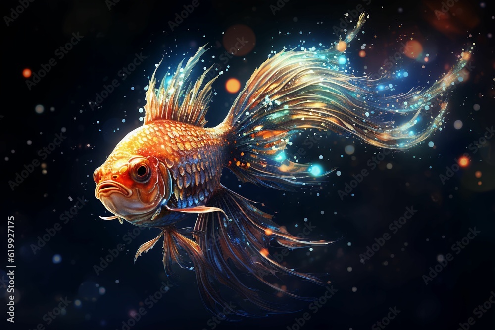 fish in a water with bubbles and light coming from it fish in a water with bubbles and light coming from it