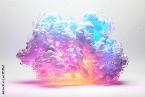 a colorful cloud is floating over it on a white background