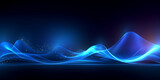 Abstract particle wave blue color wave flowing particles light