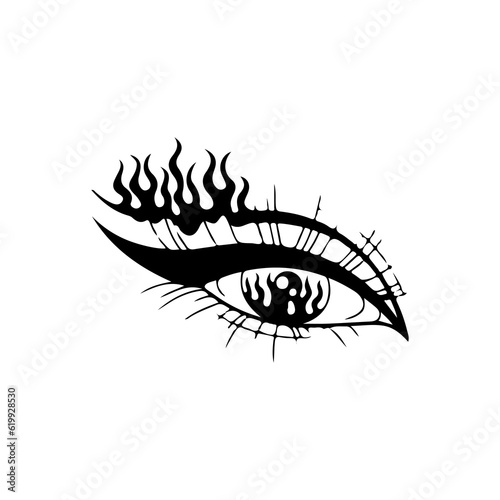 vector illustration of eye with fire concept
