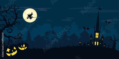 Halloween illustration background, flat vector illustration