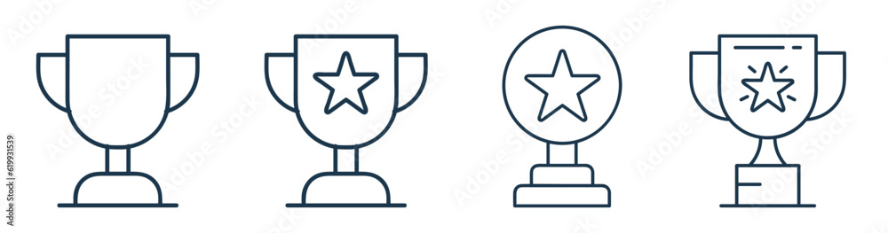 Champion trophy vector. Award cup with star, prize, achievement, winner concept outline illustration Champion trophy vector. Award cup with star, prize, achievement, winner concept outline illustration
