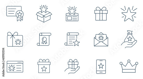 Voucher gift icon vector.  Star, gift box, discount card, donation, Sale voucher, illustration