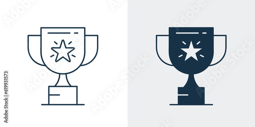 Award vector icon, Achievement winner Champion Cup reward with star vector illustration
