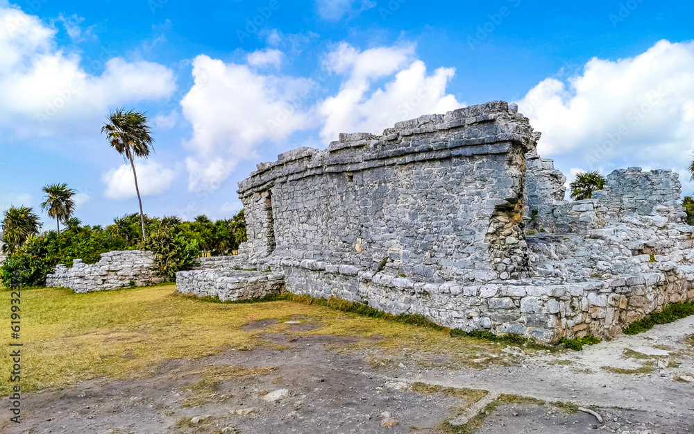 Ancient Tulum ruins Mayan site temple pyramids artifacts seascape Mexico. Ancient Tulum ruins Mayan site temple pyramids artifacts seascape Mexico.