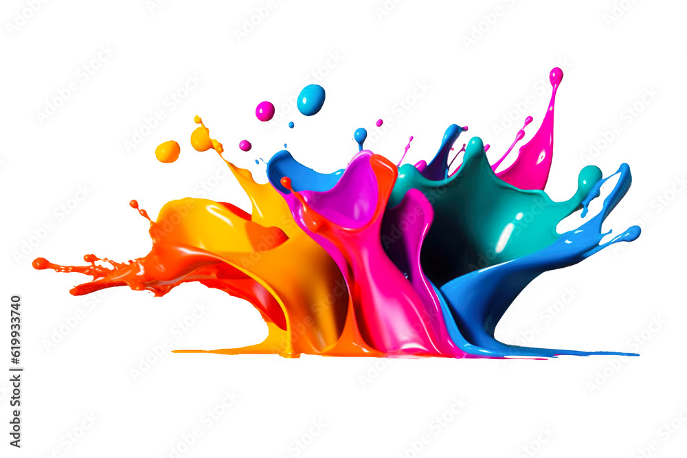 Obraz premium Rainbow wave. Colorful paint splash. Isolated on the transparent background. Generative AI.