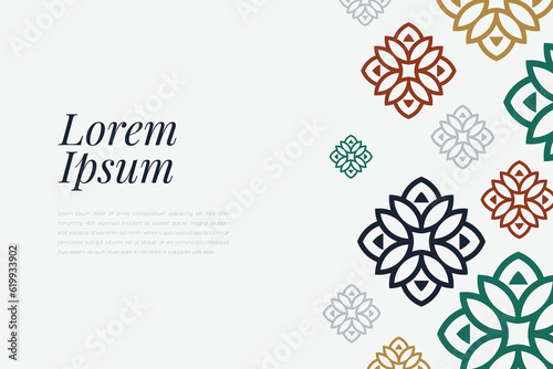 Islamic Decorative background in Arabic colorful. Simple geometric mosaic with colorful Islamic ornamental details.