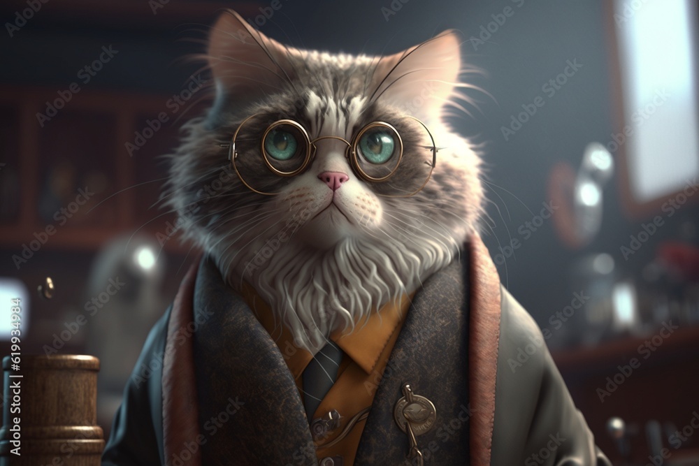 cat dressed as doctor, Generative AI