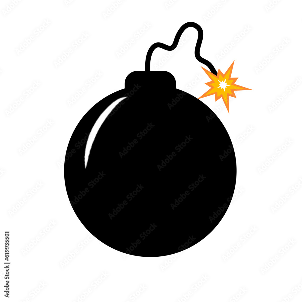 Bomb, wick and explosion icon. Explosive device operation concept. Vector illustration. Flat style. Bomb, wick and explosion icon. Explosive device operation concept. Vector illustration. Flat style.