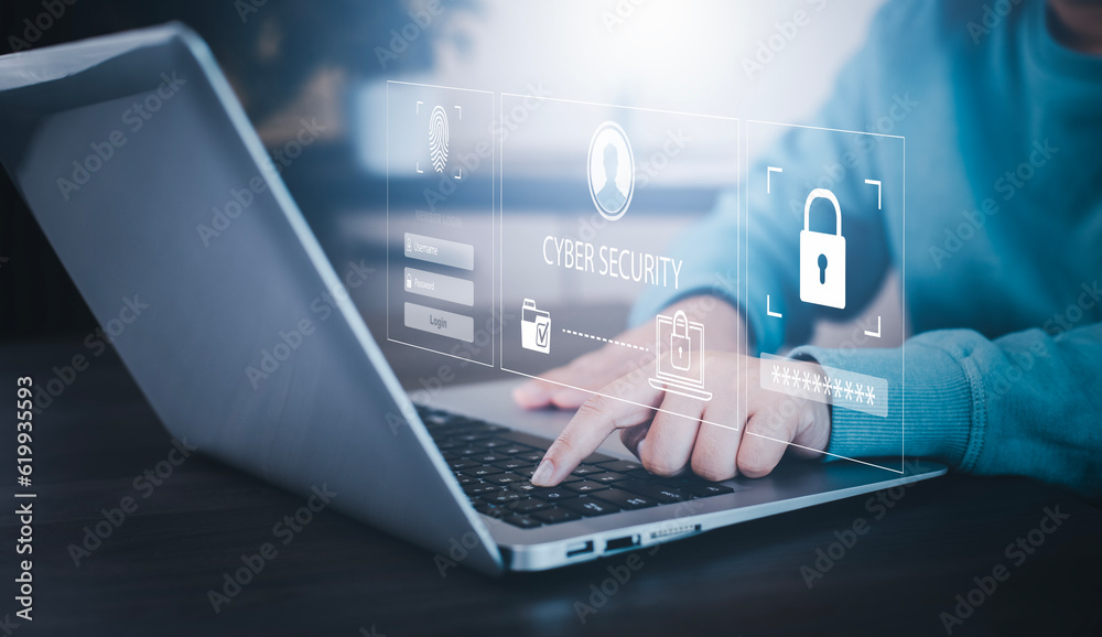 Cyber security and Security password login online concept  Hands typing and entering username and password of social media, log in with smartphone to an online bank account, data protection hacker
