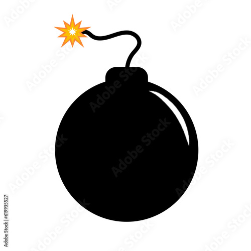 Bomb, wick and explosion icon. Explosive device operation concept. Vector illustration. Flat style.