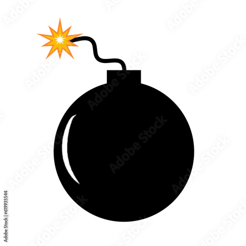 Bomb, wick and explosion icon. Explosive device operation concept. Vector illustration. Flat style.